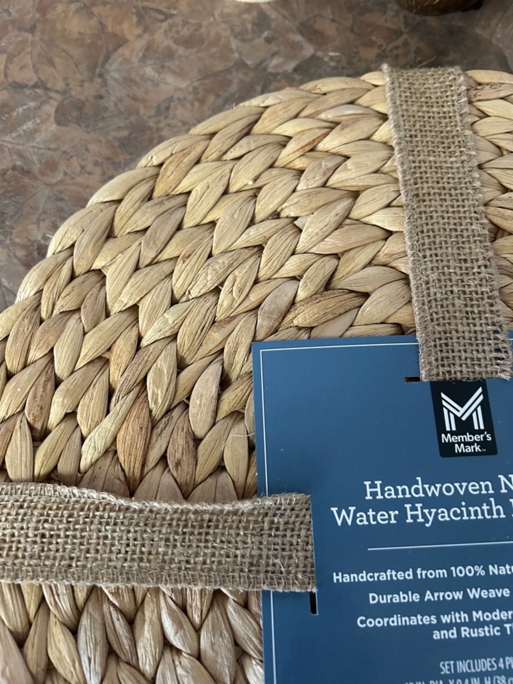 Handwoven Natural Water Hyacinth Placemats-Set of Four - Picture 4 of 9